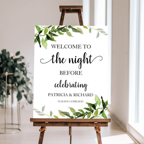 Greenery The Night Before Rehearsal Dinner Welcome