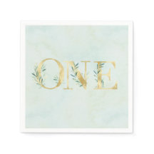 Greenery themed ONE napkins - First Birthday