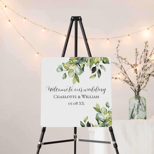 Greenery Themed Welcome to our Wedding Foam Board (In Situ (Stand))