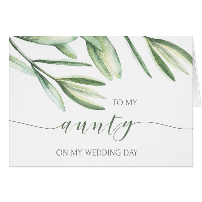 Greenery To My Aunty on My Wedding Day Card (Front Horizontal)