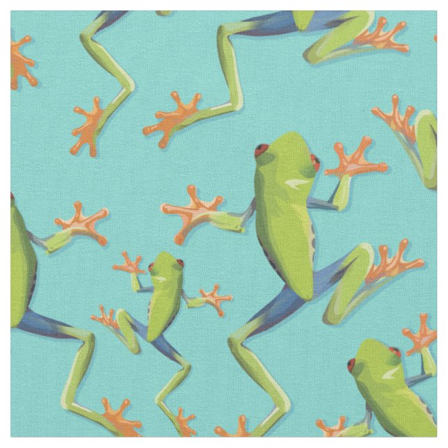 Greenery Tree-Frog Pattern Design Fabric (Close Up)