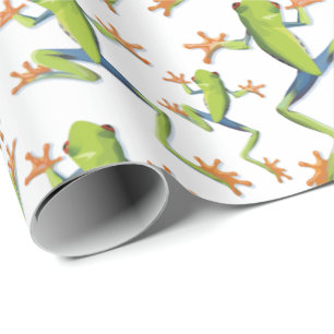 Greenery Tree-Frog Pattern Design  Wrapping Paper