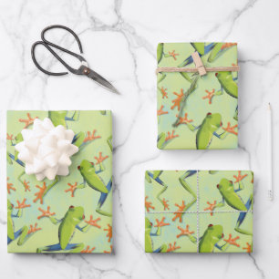 Greenery Tree-Frog Pattern Design Wrapping Paper Sheets