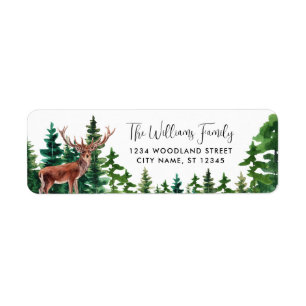 Greenery Trees Deer Return Address Label