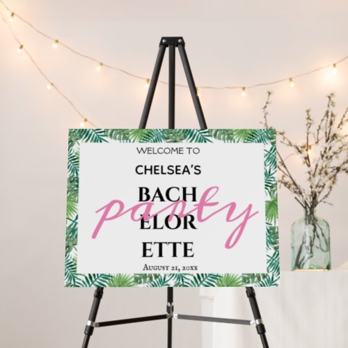 Greenery Tropical Beach Palm Bachelorette Welcome  Foam Board