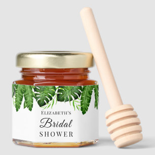 Greenery Tropical Bridal Shower Palm Leaf Honey Jar Favors