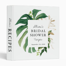 Greenery Tropical Bridal Shower Recipe Binder