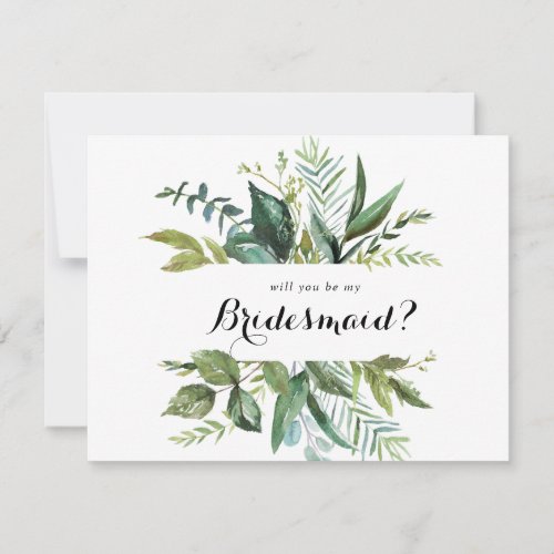 Greenery Tropical Calligraphy Bridesmaid Proposal Note Card