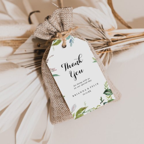 Greenery Tropical Calligraphy Wedding Thank You Gift Tags