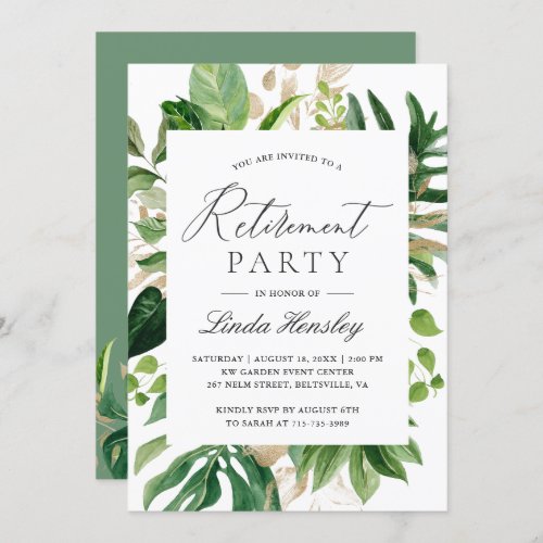 Greenery Tropical eaves Summer Retirement Party Invitation