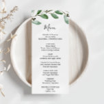 Greenery Tropical Eucalyptus Dinner Menu Card<br><div class="desc">This greenery tropical eucalyptus dinner menu card is perfect for a modern wedding. The design features hand-drawn elegant eucalyptus foliage,  inspiring the positive summer atmosphere.
This menu can be used for a wedding reception,  rehearsal dinner,  bridal shower or any event.</div>