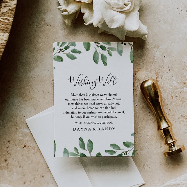 Greenery Tropical Eucalyptus Wedding Wishing Well Enclosure Card (Creator Uploaded)