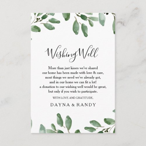 Greenery Tropical Eucalyptus Wedding Wishing Well Enclosure Card