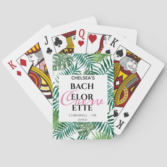 Greenery Tropical Floral Bachelorette Party  Poker Cards (Back)