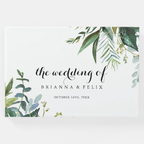 Greenery Tropical Modern Calligraphy Wedding Guest Book