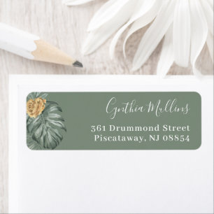 Greenery Tropical Monstera Foliage Return Address Label