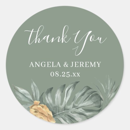 Greenery Tropical Monstera Foliage Thank You Class Classic Round Sticker - Greenery Tropical Monstera Foliage Thank You Sticker
(1) For further customization, please click the "customize further" link and use our design tool to modify this template. 
(2) If you need help or matching items, please contact me.