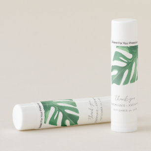 Greenery Tropical Monstera Leaves Summer Wedding Lip Balm
