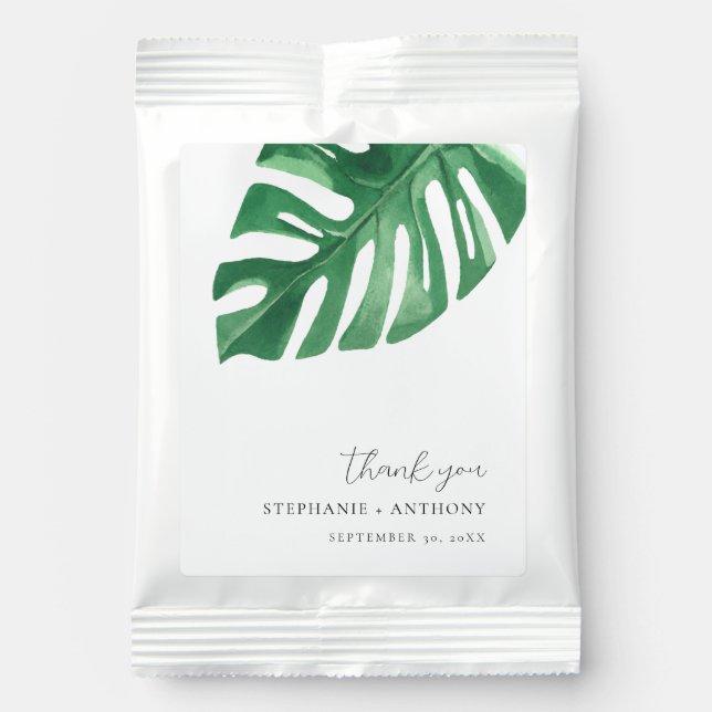 Greenery Tropical Monstera Leaves Summer Wedding   Margarita Drink Mix (Front)