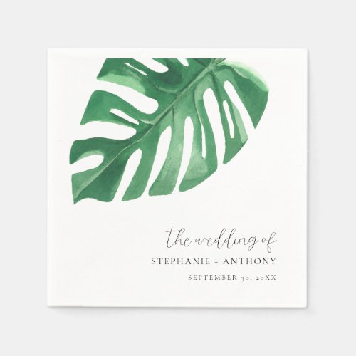 Greenery Tropical Monstera Leaves Summer Wedding   Napkins