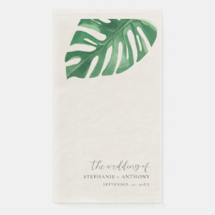 Greenery Tropical Monstera Leaves Summer Wedding Paper Guest Towels