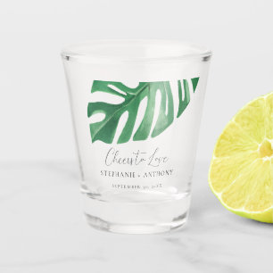 Greenery Tropical Monstera Leaves Summer Wedding Shot Glass