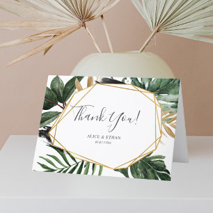 Greenery Tropical Wedding Letterpress Thank You Card
