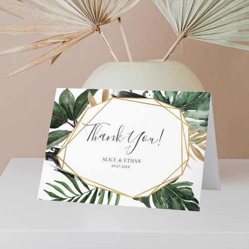 Greenery Tropical Wedding Thank You Card