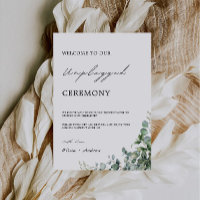 Greenery Unplugged Ceremony Wedding Sign,