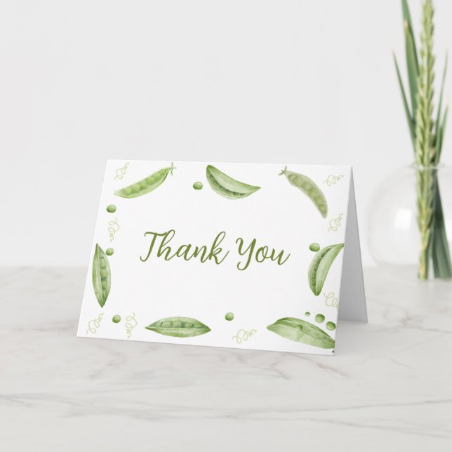 Greenery Veggie Sweet Pea In Pod Baby Shower  Thank You Card (Front)