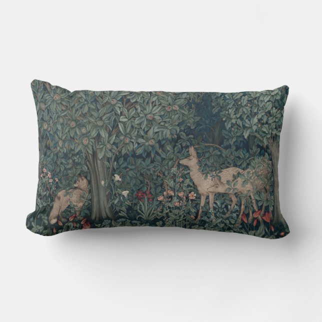 Greenery, Victorian Era Tapestry by Henry Dearle Lumbar Pillow (Front)