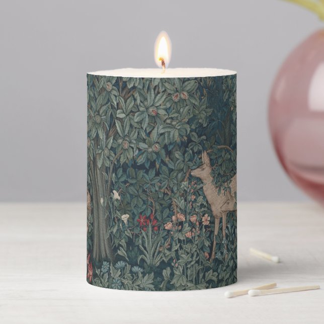 Greenery, Victorian Era Tapestry by Henry Dearle Pillar Candle (In Situ)