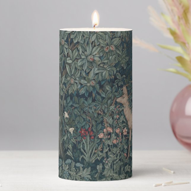 Greenery, Victorian Era Tapestry by Henry Dearle Pillar Candle (In Situ)