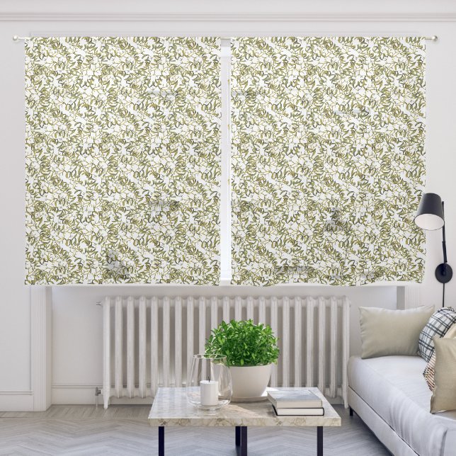 Greenery Vines Botanical Print Sheer Curtains (Living Room)