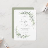 Ivory And Sage Chic Elegant Floral Wedding Invitation