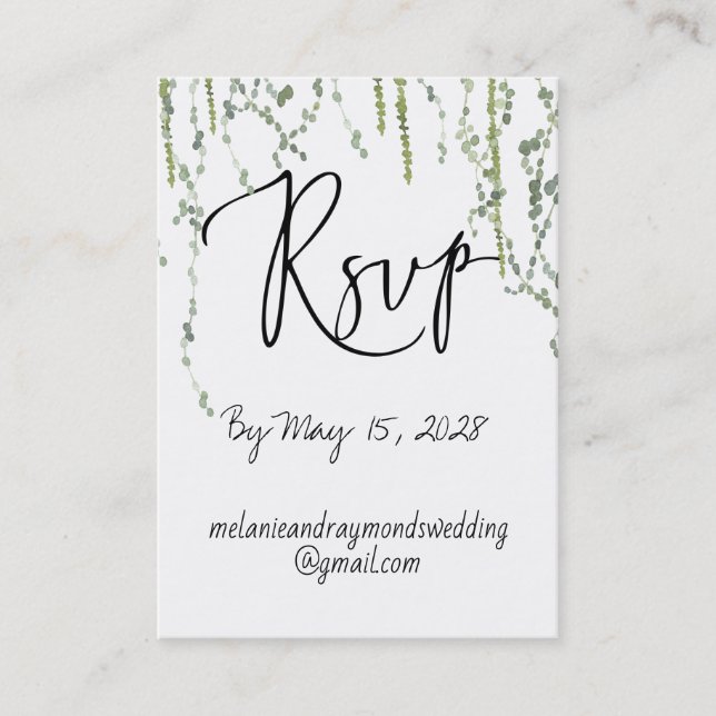 Greenery Vines Online RSVP & Details Mighty Business Card (Front)