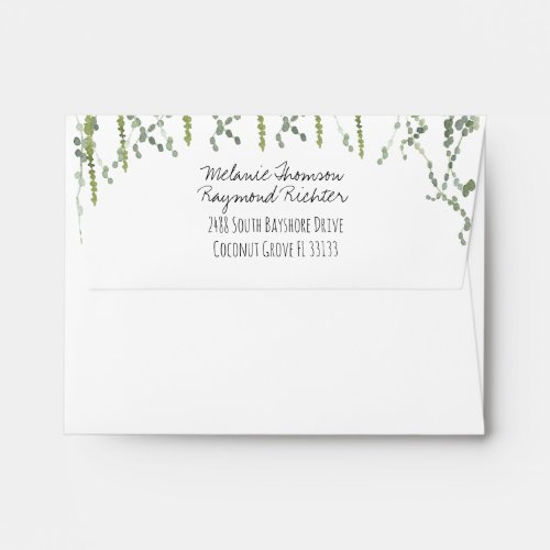Greenery Vines Wedding 4 x 5 Save The Date Size Envelope