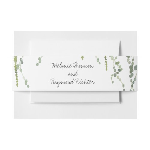 Greenery Vines Wedding Invitation Belly Band