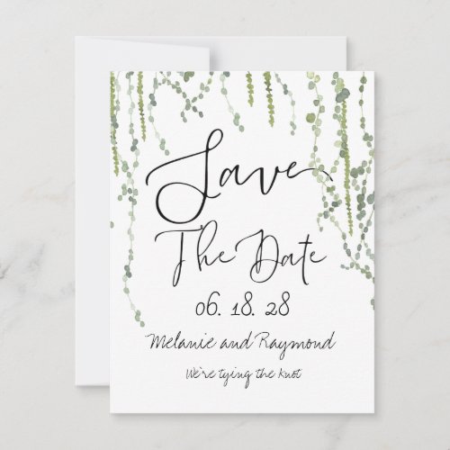 Greenery Vines Wedding Save The Date Card