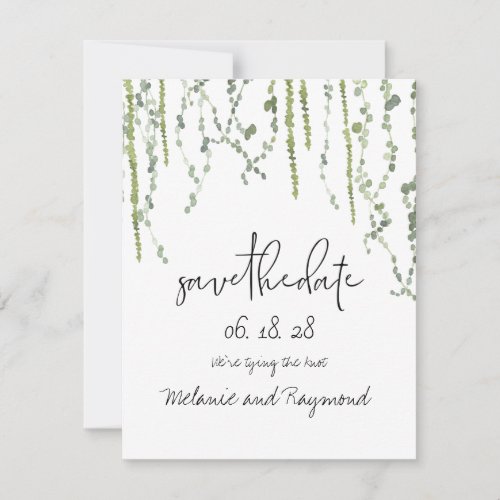 Greenery Vines Wedding Save The Date Card