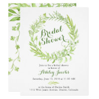 Greenery Watercolo Wreath Bridal Shower Invitation