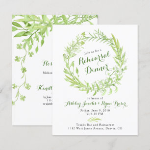 Greenery Watercolo Wreath Rehearsal Dinner Invitation