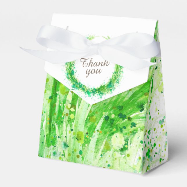 Greenery watercolor art thank you gift box (Front Side)