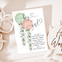 Greenery Watercolor Balloons Gender Reveal Invitat Invitation