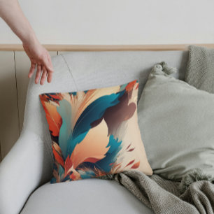 Greenery Watercolor Botanic Leaves Throw Pillow