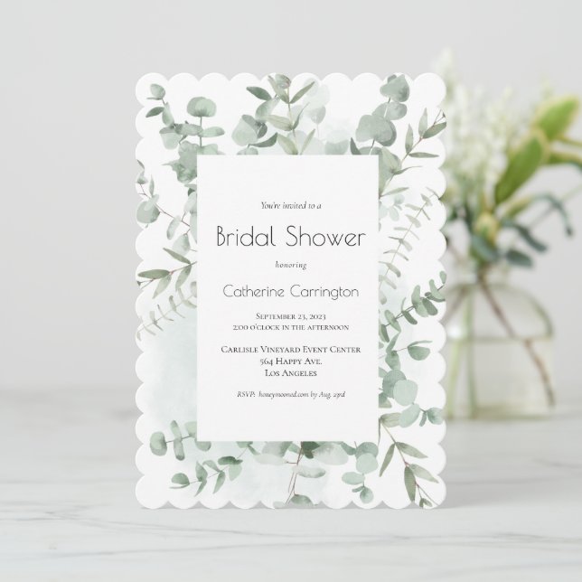 Greenery Watercolor Bridal Shower Invitations (Standing Front)