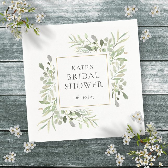 Greenery Watercolor Bridal Shower Napkins (Greenery Watercolor Bridal Shower Napkins)