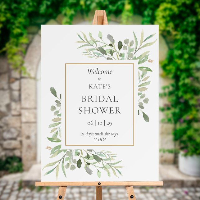 Greenery Watercolor Bridal Shower Welcome Sign (Creator Uploaded)