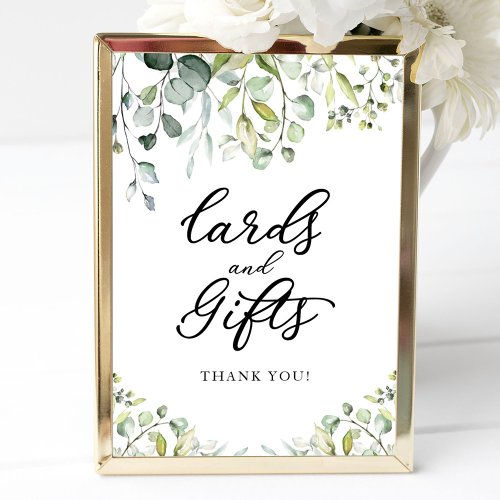 Greenery Watercolor Cards And Gifts Sign 