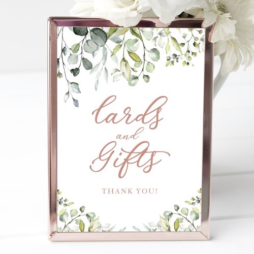 Greenery Watercolor Cards And Gifts Sign 